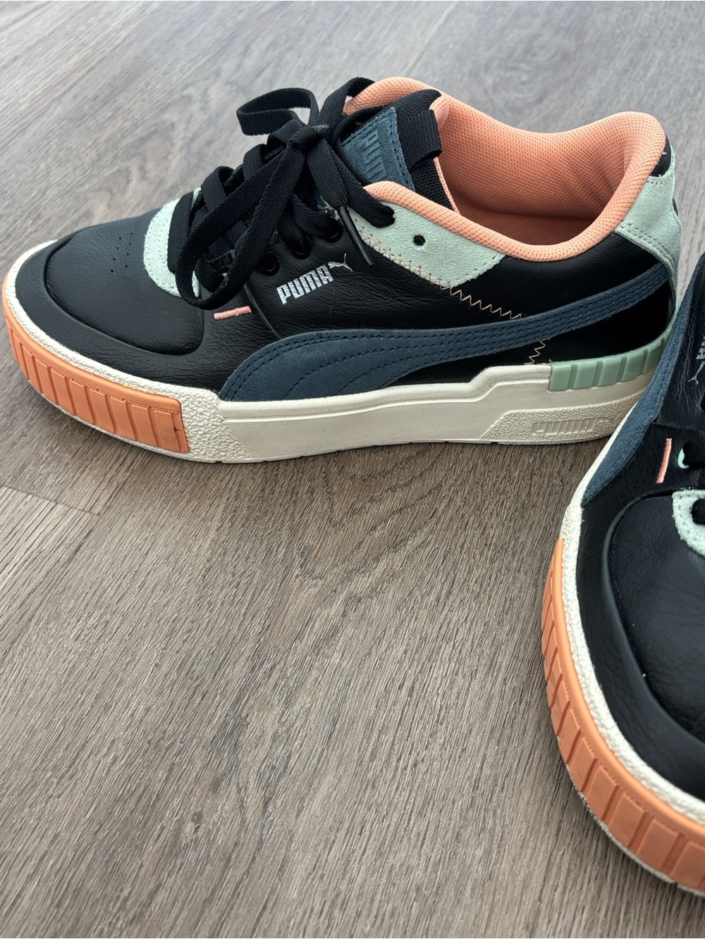 New Puma Cali Sport Mix Colorblock Platform Sneaker Black Marshmellow - Picture 8 of 12